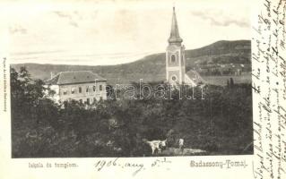 Badacsonytomaj, Iskola és templom. Payer Antal kiadása (EK)