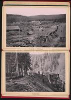 cca 1900 Album Az első Erdélyi erdőipar telepeiről, leporelló fotóalbum 16 db képpel, köztük fatelep...