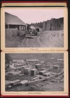 cca 1900 Album Az első Erdélyi erdőipar telepeiről, leporelló fotóalbum 16 db képpel, köztük fatelep...