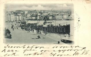 Mali Losinj, Lussinpiccolo; port view with steamship (EK)