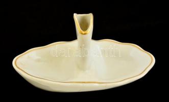 Aranyozott szélű porcelán sótartó, jelzett, hibátlan, 11x6x7 cm