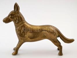 Réz kutya figura, jelzés nélkül, m:10,5 cm, h:15 cm
