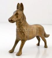 Réz kutya figura, jelzés nélkül, m:10,5 cm, h:15 cm