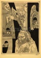 Szász Endre (1926-2003): Próféta. Szitanyomat (79/100), papír, jelzett, apró kis foltokkall, üvegezett keretben, 46×33 cm