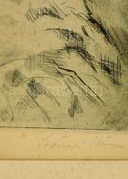 Szőnyi István (1894-1960): A behavazott falu (Zebegény télen). Rézkarc, papír, jelzett, üvegezett ke...