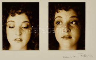 Pócsik Anita (?- ): Női portré kétszer, jelzett fotó, paszpartuban, 10×7 (2×) cm