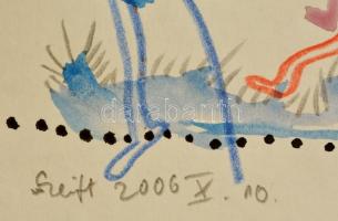 Szeift Béla (1944-2012): Négy barát. Akvarell, papír, jelzett, 14×21 cm