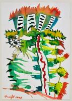 Szeift Béla (1944-2012): Üde zöld. Akvarell, papír, jelzett, 30×21 cm