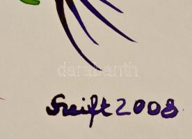 Szeift Béla (1944-2012): Növény 2008. Akvarell, papír, jelzett, 23×20 cm