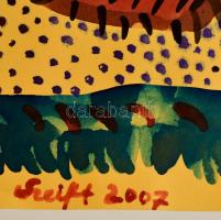 Szeift Béla (1944-2012): Ősmadár. Akvarell, papír, jelzett, 29×21 cm