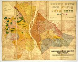 1929 Budapest Székesfőváros Földtani térképe. M. Kir. Földtani Intézet. Vászonra kasírozva. 75x91 cm