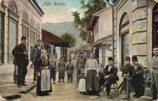 Ada Kaleh, törökök csoportképe, üzlet / Turkish people, shop (kopott sarkak / worn corners)