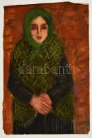 Jelzés nélkül: idős asszony portréja. Akvarell, papír, 44×31 cm