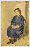 Jelzés nélkül: Fekvő akt. Akvarell, papír, 33×46 cm