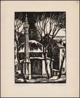 Pécs, 4 db linómetszet klf magyar alkotóktól. Mind jelzett 24x17 cm