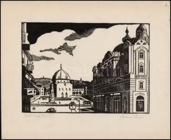 Pécs, 4 db linómetszet klf magyar alkotóktól. Mind jelzett 24x17 cm