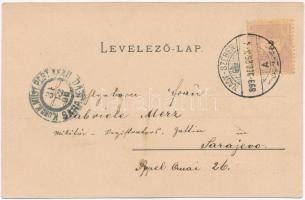 1899 Nagyszeben, Hermannstadt, Sibiu; Fő tér télen. Újévi üdvözlet / main square in winter. New Year...