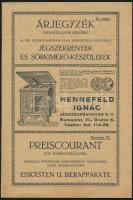 cca 1910 Hennefeld Ignác Jégszekrénygyár Rt. jégszekrény és sörkimérő készülék árjegyzéke, sok illus...