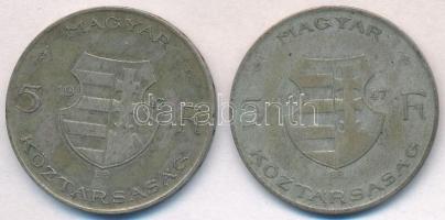 1947. 5Ft Ag "Kossuth" (2x) T:2-,3 patina