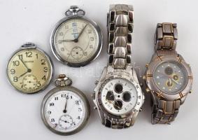 Egy doboz vegyes bolha tétel: órák, telefon, rugós gyerekjáték, bélyeg, stb