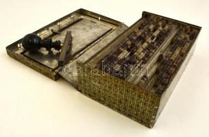 Perfect névjegykártya készítő és bélyegző, hiányos, kopott, foltos, 18,5x10x5,5 cm