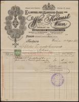 1887 Ausztria dekoratív számla 1kr okmánybélyeggel