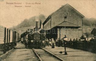 Anina, Stájerlakanina, Steierdorf; Vasútállomás, gőzmozdony, vagonok. W. L. 1191. / railway station, locomotive, wagons (EK)