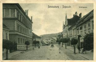 Segesvár, Schassburg, Sighisoara; Spitalgasse / Kórház utca, üzlet. H. Zeidner kiadása / Hospital street (EB)