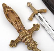 Vegyes bolha tétel, 4 db, bőr tolltartó, 2 db levélbontó, díszes fém ékszertartó dobozka, változó ál...