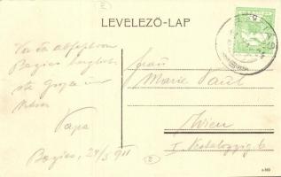 Báziás, hajóállomás, gőzhajó és uszály / port, steamship and barge