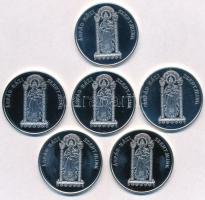 DN "Árpád-Házi Szentjeink" 6db klf ezüstözött Cu-Ni emlékéremből álló éremszett díszdobozb...