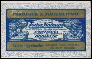 Fodor Kálmán Első Magyar Gyógyszerészeti Dobozgyár reklámkártyája