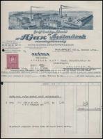 1928 Gróf Csáky László Ajax Acélművek Rt. díszes fejléces számla, 2f okmánybélyeggel, 29x22,5 cm