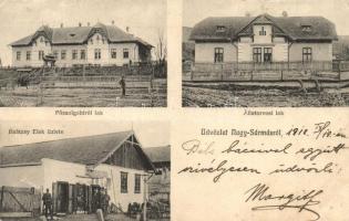 Nagysármás, Sarmasu; Főszolgabírói és állatorvosi lak, Balázsy Elek üzlete. Adler fényirda 1910. / shop, houses of the judge and the veterinarian