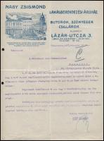 1927 Nagy Zsigmond lakberendezési áruház, díszes fejléces levél, 29x22 cm