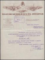 1941 Magyar Kender- Len- és Jutaipar Rt., díszes fejléces számla, 29x22,5 cm