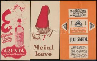 Vegyes számolócédula tétel (Meinl kávé, Emergé, Palma, Apenta), 9 db