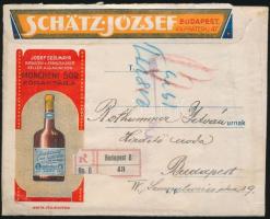 1923 Schätz József sörnagykereskedő díszes levélboríték, fejléces levéllel, Springer Budapest műintézetéből, 13x16,5 cm