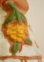 Kovács Margit (1902-1977): Kislány virággal. Festett kerámia, jelzett, hibátlan, m: 13 cm / Girl wit...