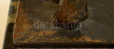 Csúcs Ferenc (1905-1999): Vikunya borjú. Bronz, jelzett, márvány talapzaton, m:20 cm, h:17 cm