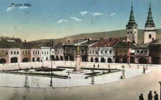 Zsolna, Sillein, Zilina; Fő tér, templomok / main square with churches