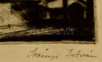 Szőnyi István (1894-1960): Falusi utca 1927, rézkarc, papír, jelzett, 8,5×10,5 cm