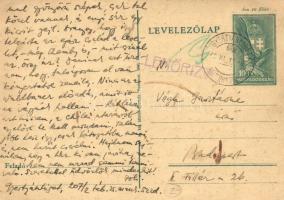 1944 Végh Gusztáv zsidó KMSZ (közérdekű munkaszolgálatos) levele a gyertyánligeti munkatáborból. 207/2. 25. munk. szzd. / WWII Letter of a Jewish labor serviceman from the labor camp of Kobyletska Poliana. Judaica (EK)