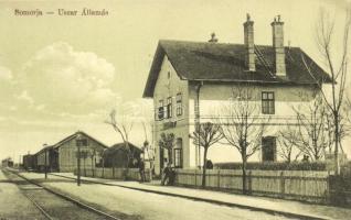 Somorja-Úszor, Samorín-Kvetoslavov; Vasútállomás. Kranzinger Nándor kiadása / railway station (EK)