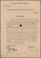1937 Bp., Budapest Székesfőváros Polgármestere által a székesfővárosi központi pénztár számára küldött utalvány kifizetésről