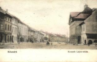 Késmárk, Kezmarok; Kossuth Lajos utca, üzletek / street view, shops (fa)