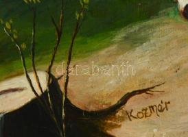 Kozmér jelzéssel: Munkácsy után: Honfoglalás, olaj, farost, 31×72 cm