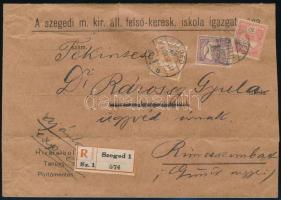 1904 Ajánlott expressz levél Turul 10f, 30f, 35f bérmentesítéssel Rimaszombatra "SZEGED"