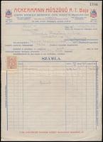 1937 Baja, Ackermann Műszövő Rt. díszes fejléces számlája 2f okmánybélyeggel