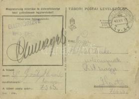 1943 Kellemes Karácsonyi Ünnepeket. Tábori Postai Levezőlap / WWII Hungarian military Christmas gree...